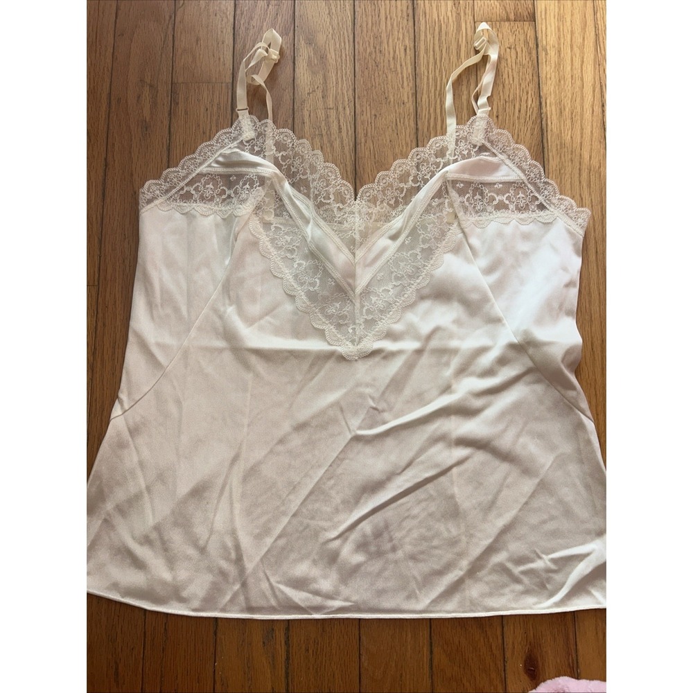 Vintage Cream Champagne Sheer Lace Cami Fairy Core Coquette Festival Top Fit S